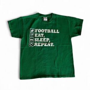 Buzz Cuts Youth Boys Green Football Graphic Tee Shirt Size L 14/16